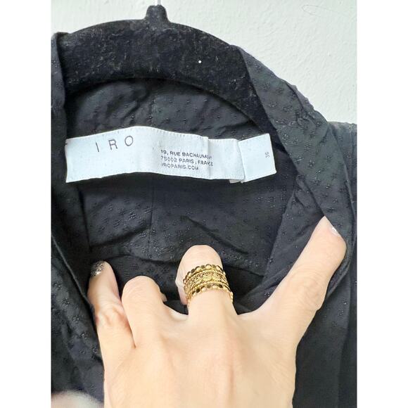 IRO Paris Calcie Day Sleeveless Jacquard Tiered Mini Dress Black Women 36 / US 4 - Picture 3 of 5